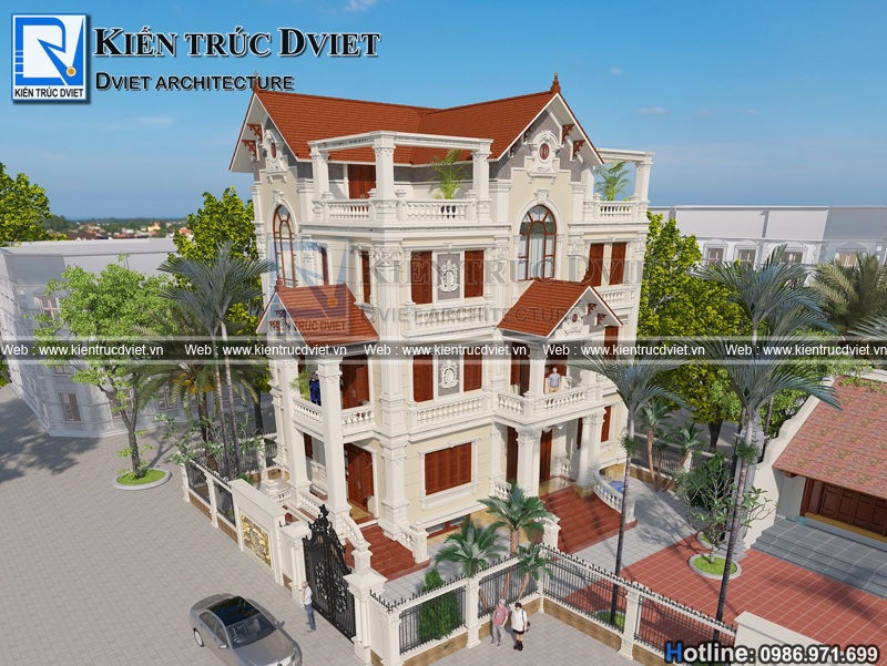 thiet ke biet thu Phap 4 tang 9,8x13,8m tai ba Vi - Ha Noi (6)