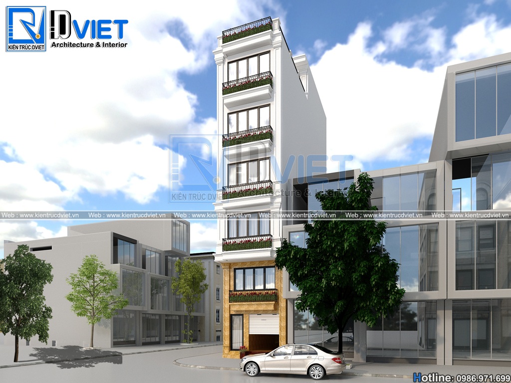 thiet ke khach san mini tan co dien 6 tang 4,2x15m tai Quang Ninh (3)