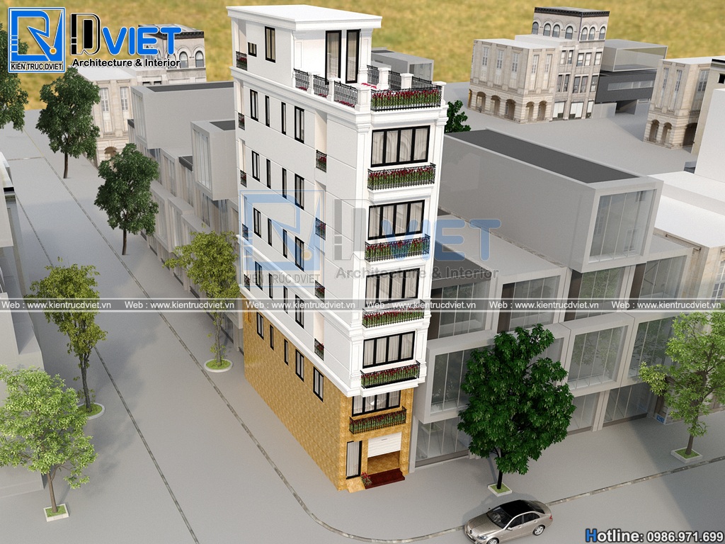 thiet ke khach san mini tan co dien 6 tang 4,2x15m tai Quang Ninh (4)