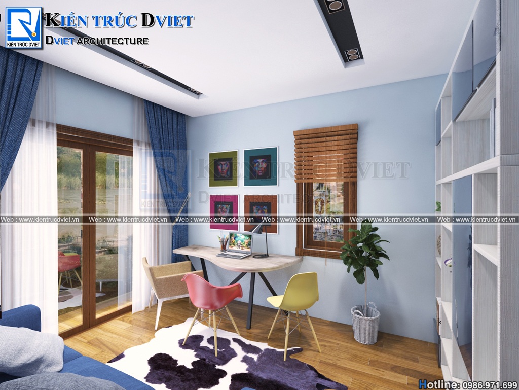 thiet ke noi that phong doc sach 12m2 biet thu Quang Binh (1)