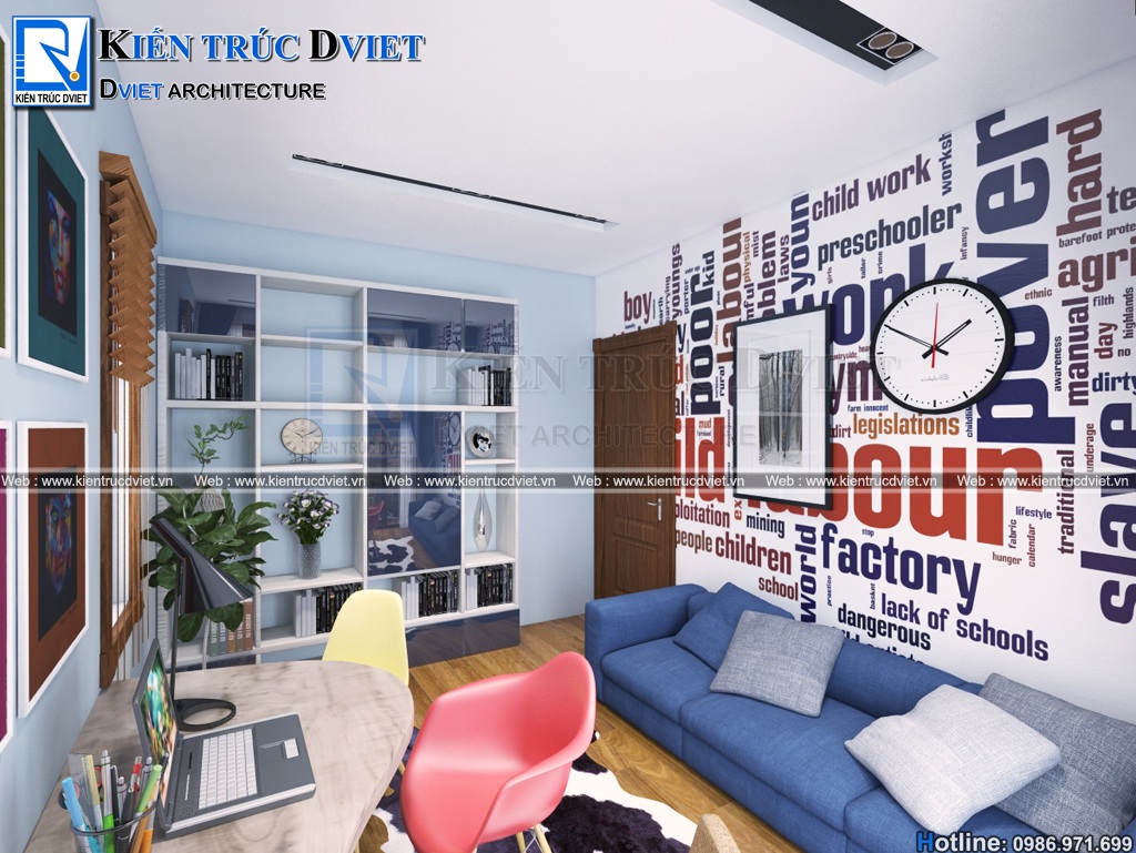 thiet ke noi that phong doc sach 12m2 biet thu Quang Binh (2)