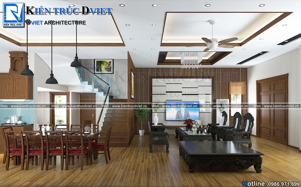 thiet ke noi that phong khach bep an 85m2 biet thu Quang Binh (14)
