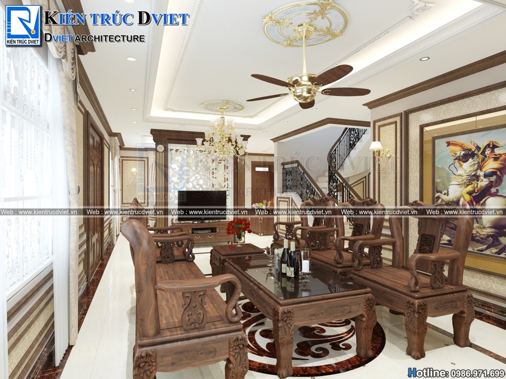 thiet ke noi that phong khach tan co dien 40m2 (2)