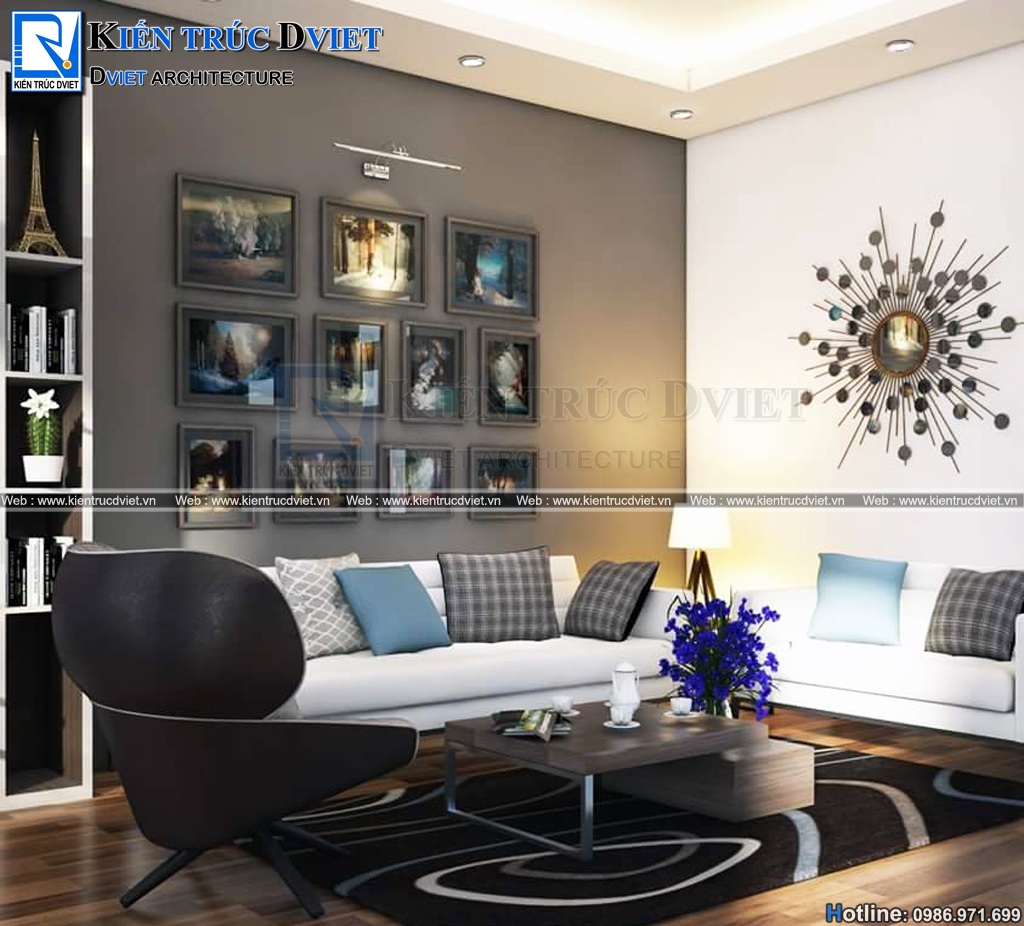 thiet ke noi that phong sinh hoat chung hien dai nha pho 5x10m tai Ha Dong (6)