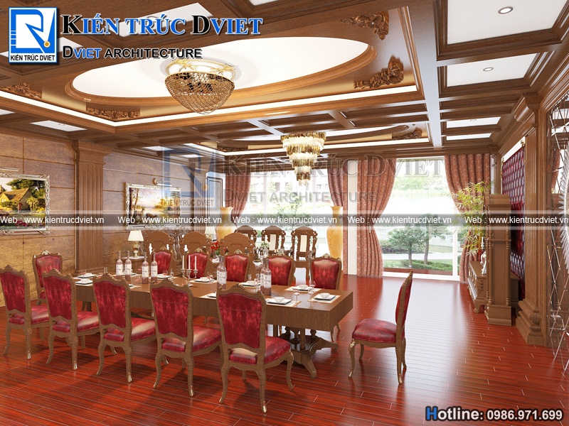 thiet ke noi that phong khach bep 120m2 tan co dien (1)