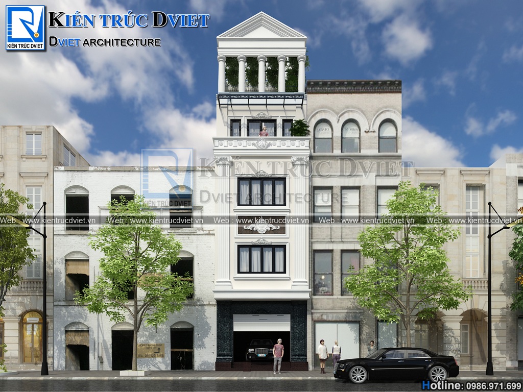 Thiet ke nha pho (nha ong) tan co dien 5 tang 50m2 (2)