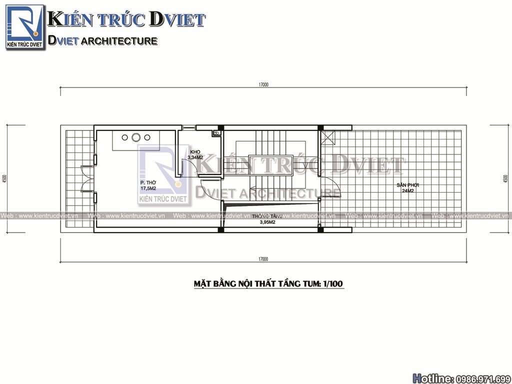 thiet ke mat bang nha pho (nha ong) hien dai 4 tang 4,5x17m tai Mong Cai (8)