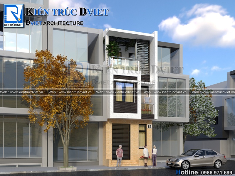 Thiết kế nhà phố hiện đại 3 tầng 4x15m