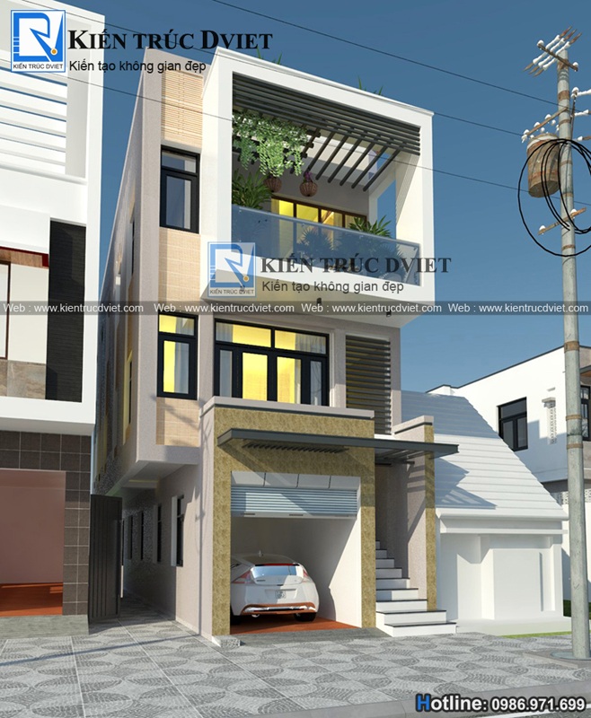 Thiết kế nhà phố (nhà ống) hiện đại 3 tầng 4x11,25m tại Nguyễn ...