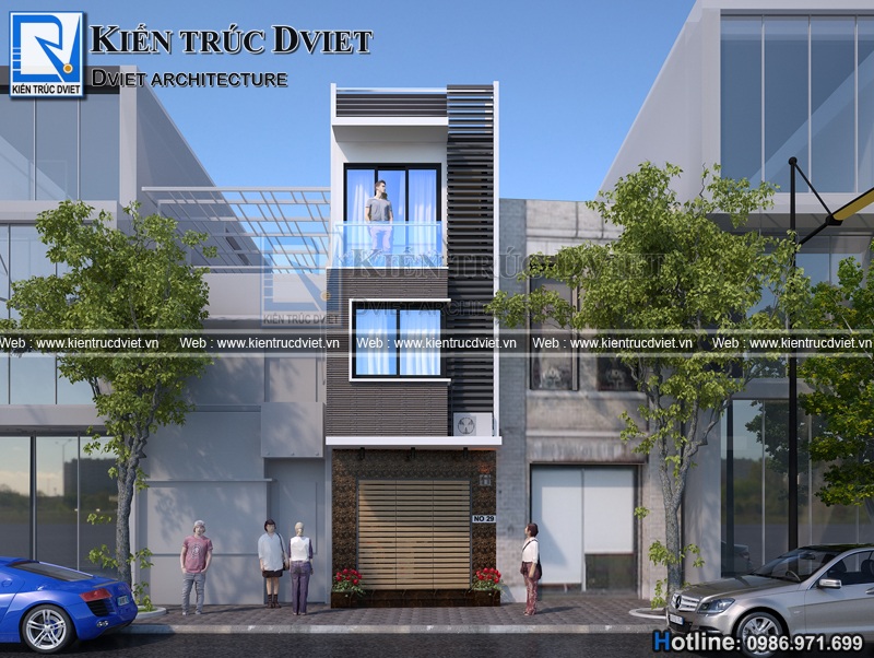 thiet ke nha pho 3 tang hien dai mat tien nho 4m tai Hai Duong (2)