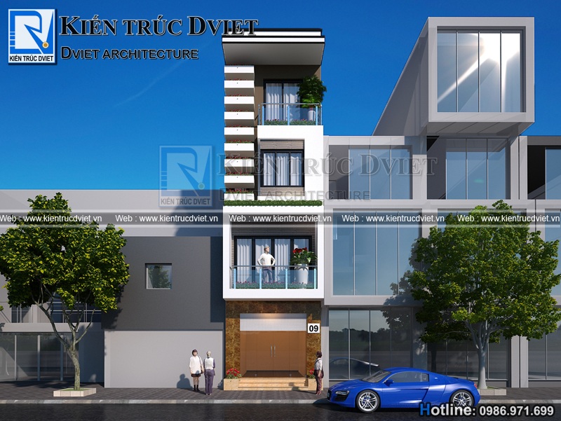 thiet ke nha pho 4 tang hien dai 5x16m tai Uong Bi - Quang Ninh (2)