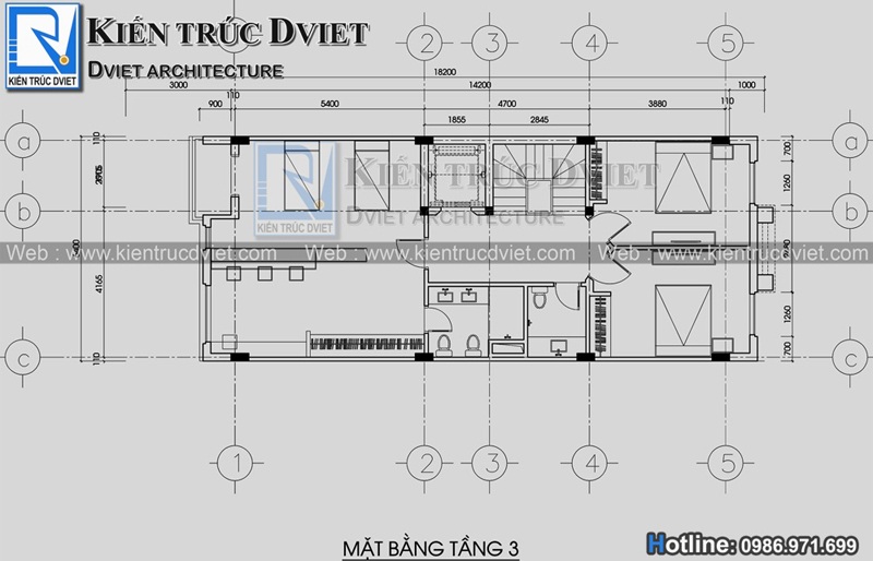 mat bang tang 3 nha pho 6,5 tang tan co dien Phap