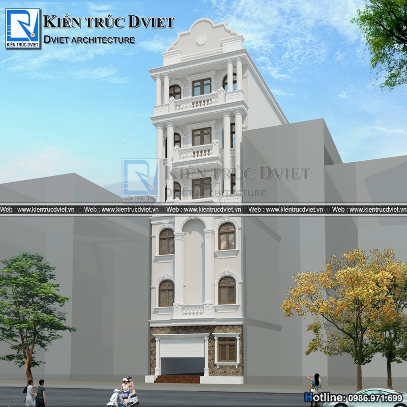 thiet ke nha pho 6,5 tang tan co dien Phap tai Dong Anh - Ha Noi(3)