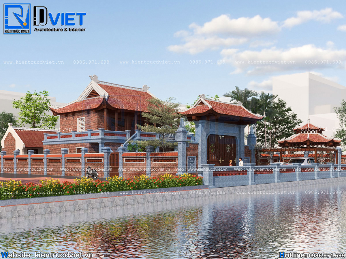 thiết kế nhà thờ họ (nhà từ đường) 3 gian 4 mái 2 tầng đẹp (3)