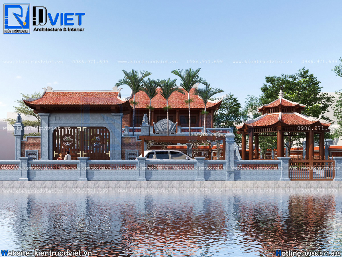 thiết kế nhà thờ họ (nhà từ đường) 3 gian 4 mái 2 tầng đẹp (4)