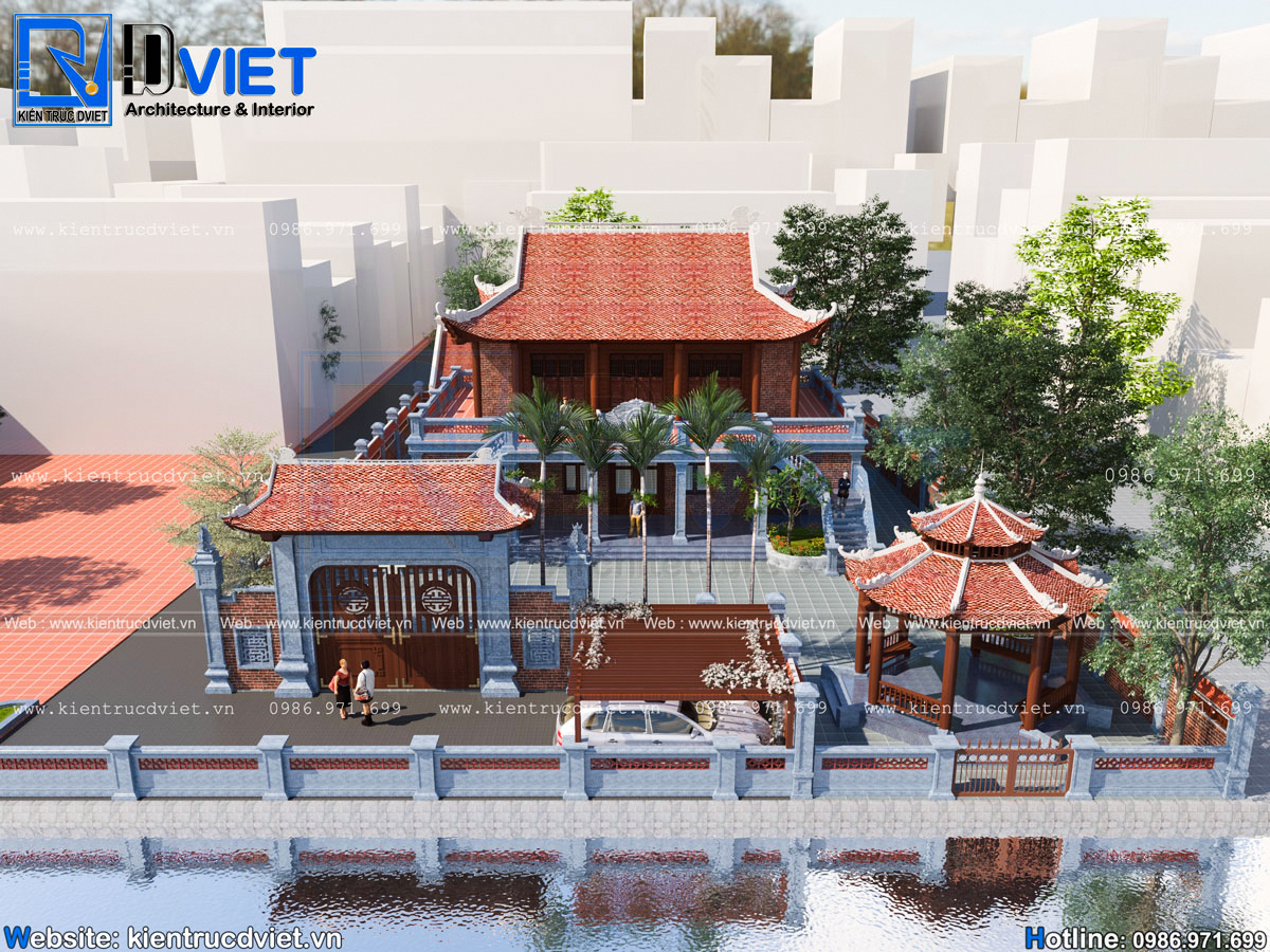 thiết kế nhà thờ họ (nhà từ đường) 3 gian 4 mái 2 tầng đẹp (5)