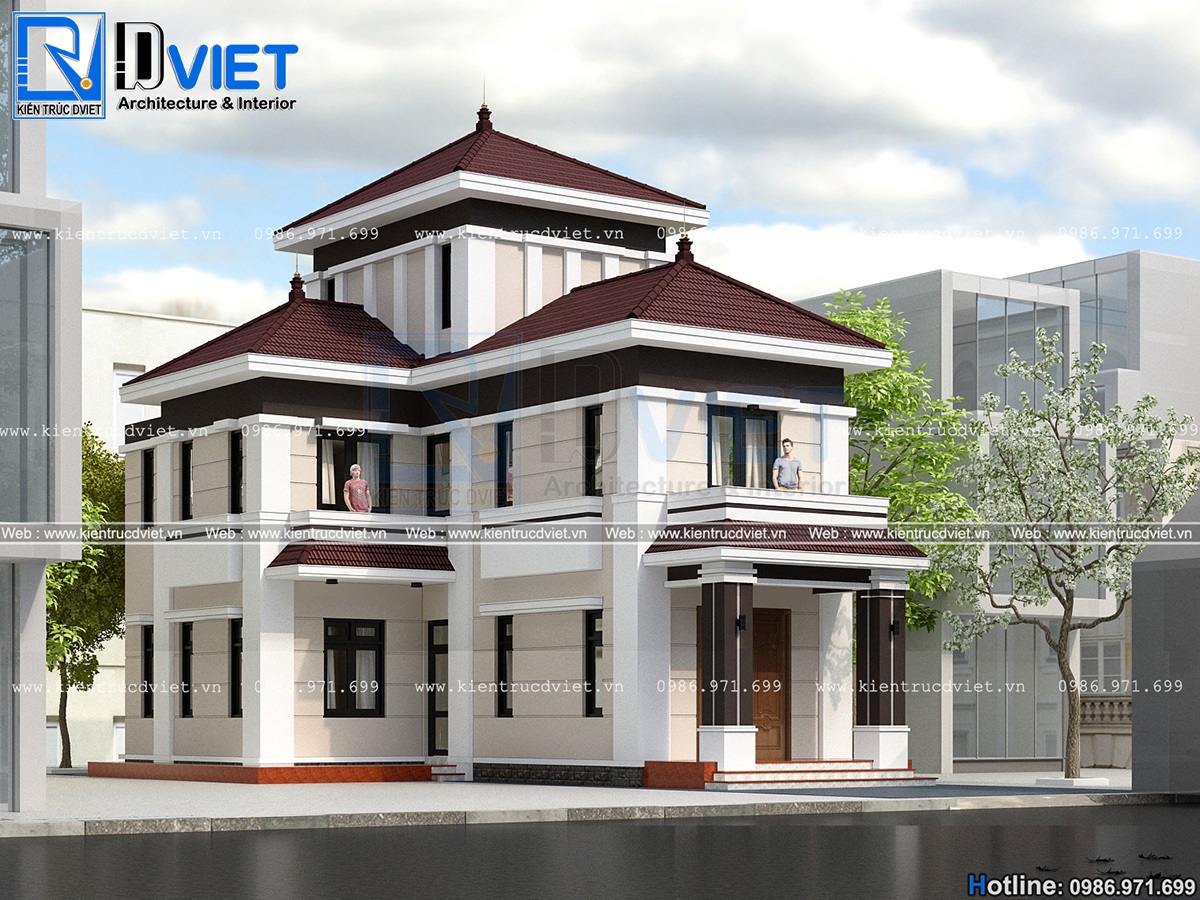 thiet ke biet thu chu L 2 tang 1 tum hien dai 8x12m tai Thai Nguyen (2)