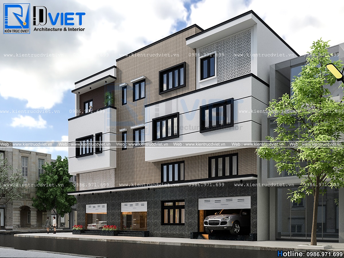 thiết kế biệt thự phố 3 tầng 2 mặt tiền hiện đại 8x18,5m tại Sơn La (3)