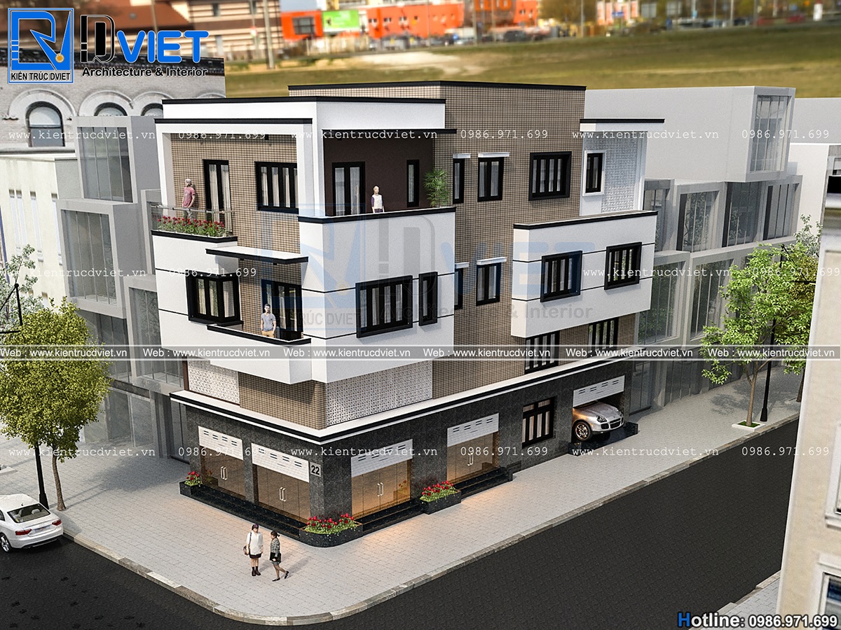 thiết kế biệt thự phố 3 tầng 2 mặt tiền hiện đại 8x18,5m tại Sơn La (4)