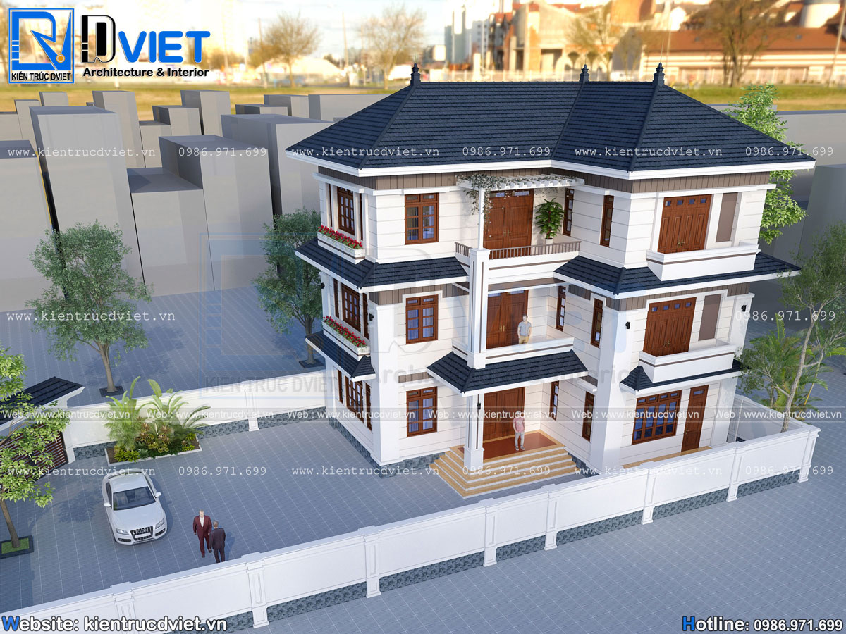 mẫu thiết kế biệt thự chữ L 3 tầng hiện đại mái Nhật đẹp (2)