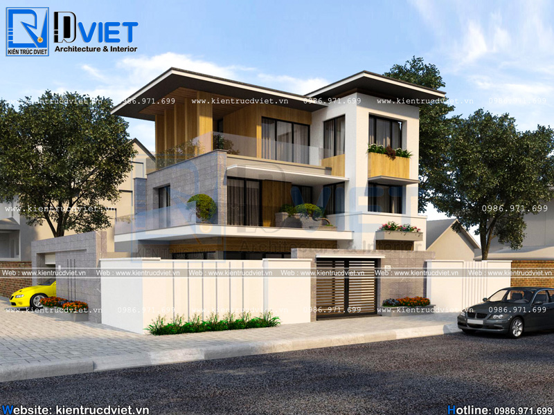 Thiết kế biệt thự hiện đại 3 tầng 10x10m tại Hải Dương
