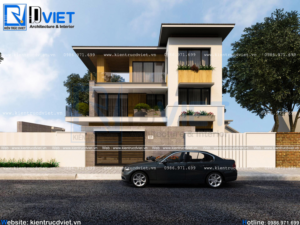 thiết kế biệt thự hiện đại 3 tầng 10x10m tại Hải Dương (2)