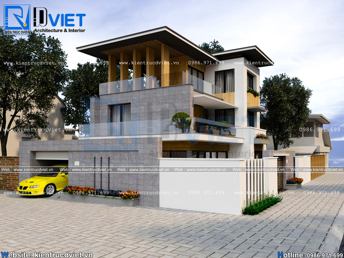 thiết kế biệt thự hiện đại 3 tầng 10x10m tại Hải Dương (3)