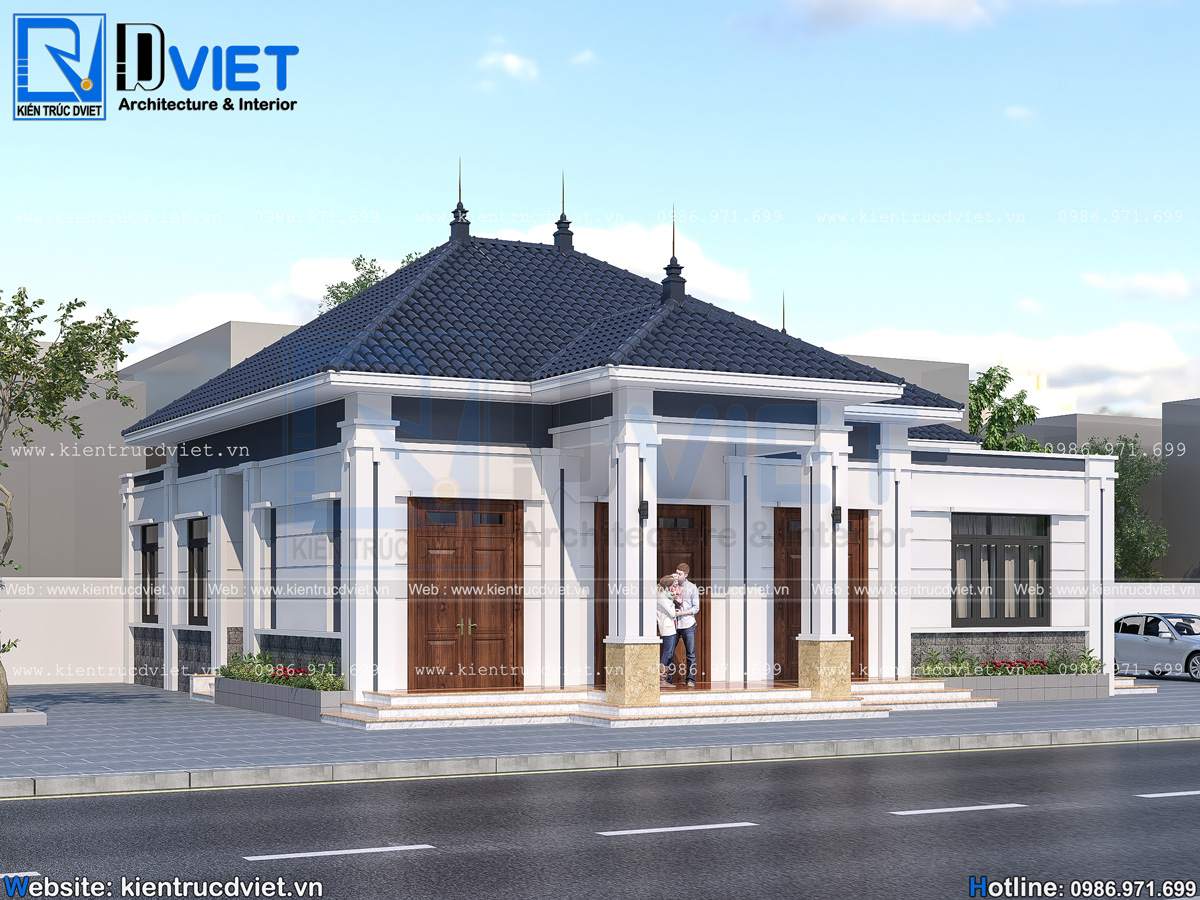 thiết kế nhà biệt thự 1 tầng mái Nhật 13,7x13,6m tại Huyện Ba Vì (3)