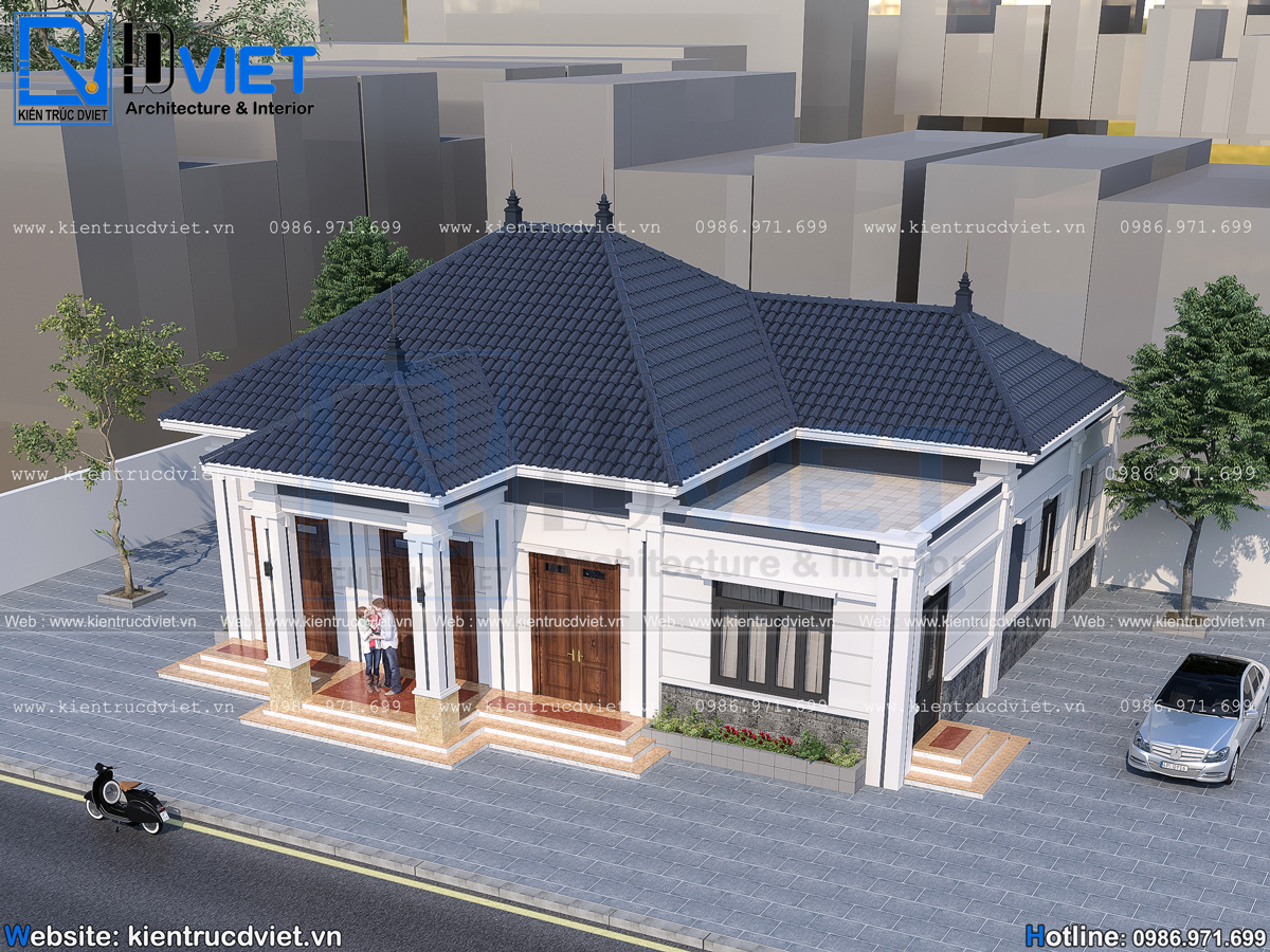 thiết kế nhà biệt thự 1 tầng mái Nhật 13,7x13,6m tại Huyện Ba Vì (4)