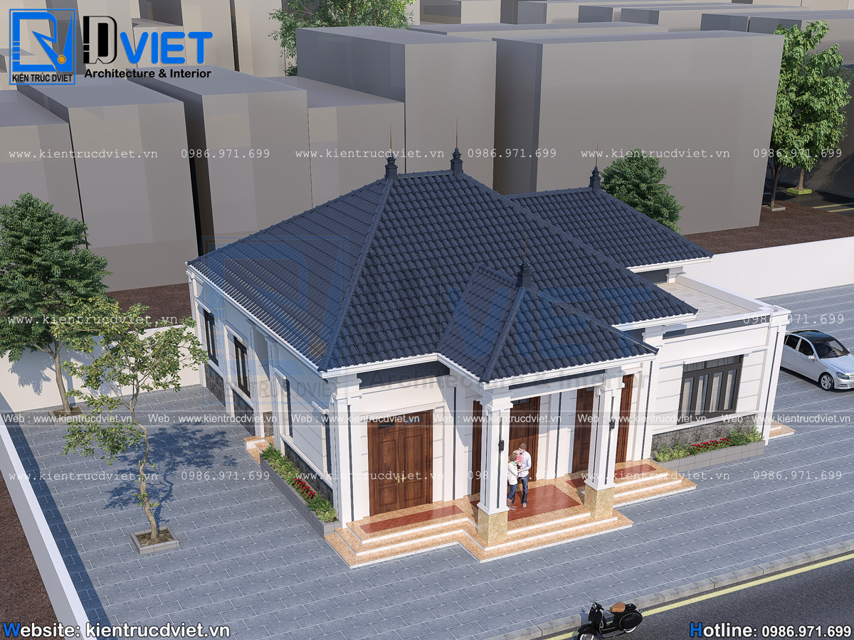 thiết kế nhà biệt thự 1 tầng mái Nhật 13,7x13,6m tại Huyện Ba Vì (5)