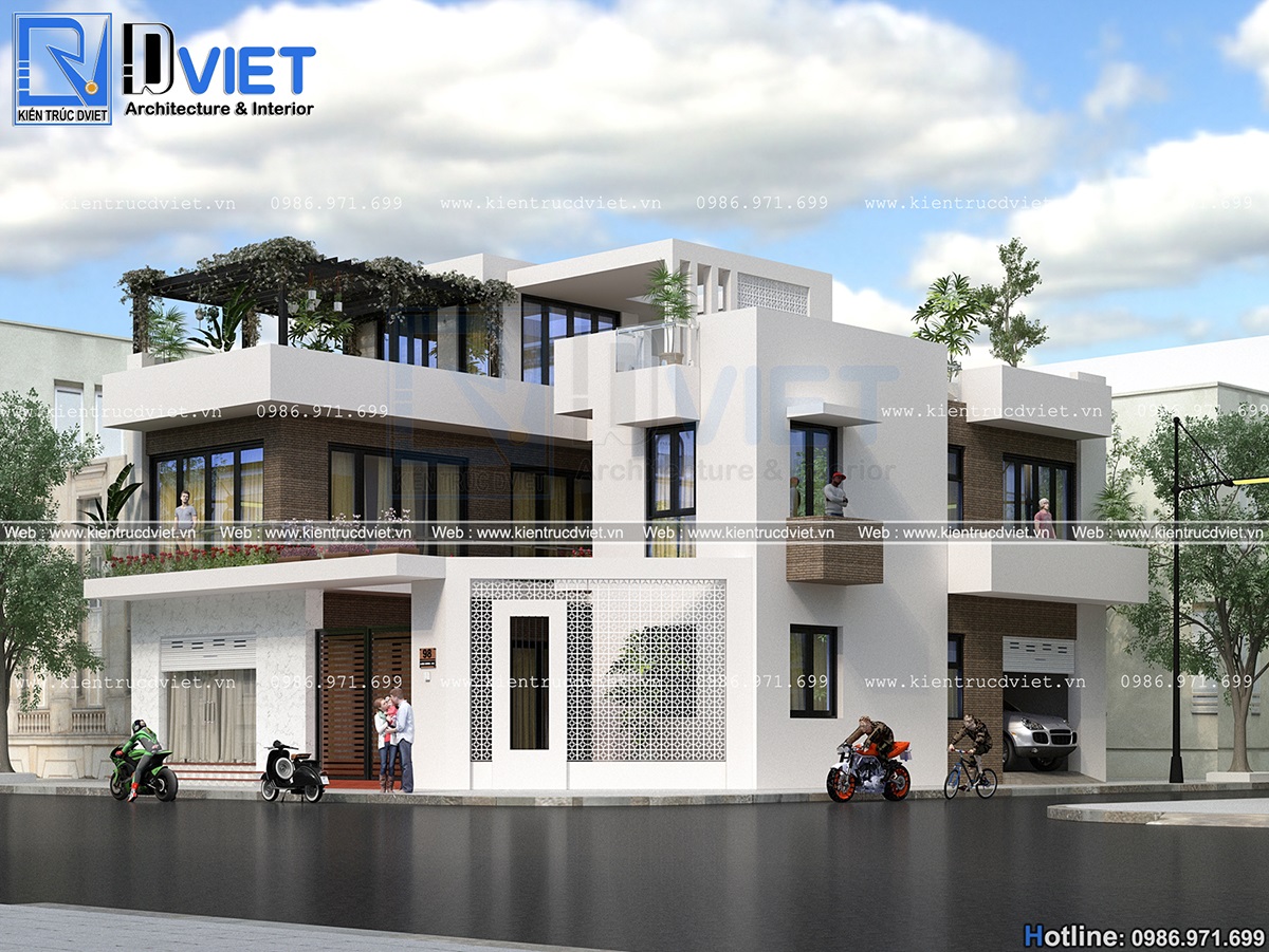 thiết kế cải tạo biệt thự hiện đại 2 tầng 1 tum 14x16m tại Bắc Giang (1)