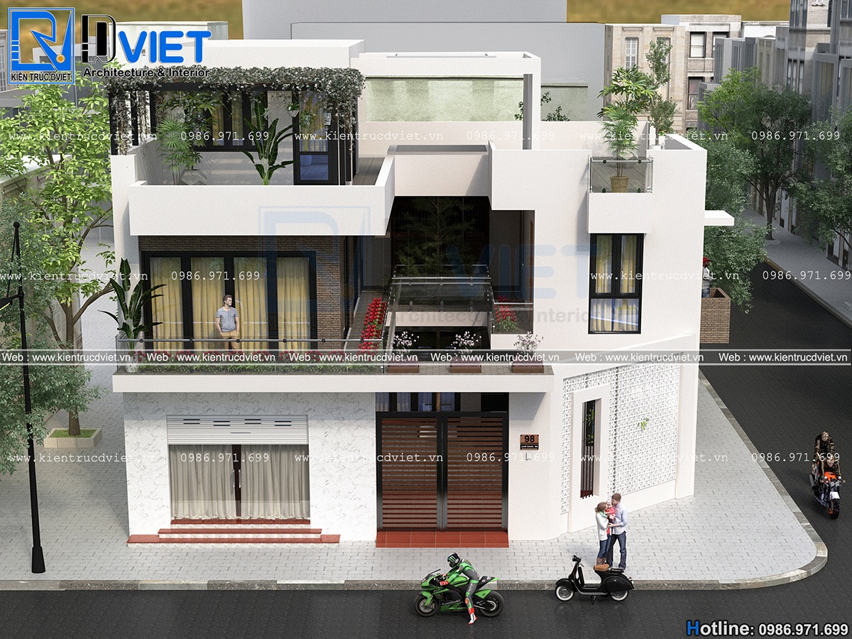 thiết kế cải tạo biệt thự hiện đại 2 tầng 1 tum 14x16m tại Bắc Giang (3)