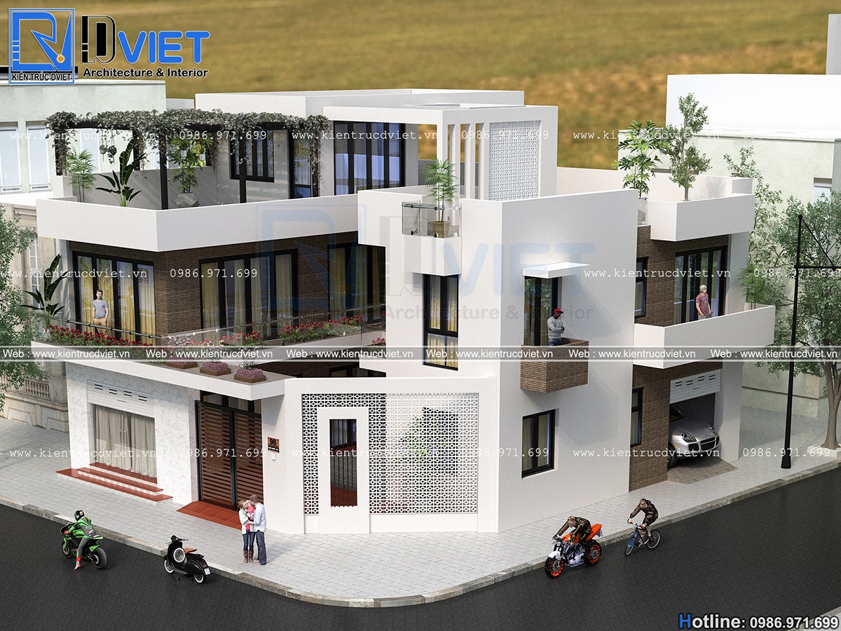 thiết kế cải tạo biệt thự hiện đại 2 tầng 1 tum 14x16m tại Bắc Giang (4)