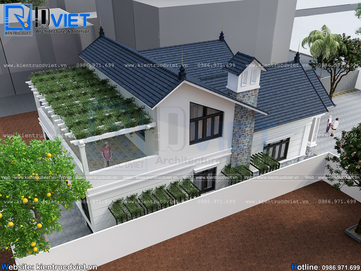 thiết kế nhà cấp 4 mái thái 1 tầng có tầng lửng (biệt thự 1 tầng) 10x15m tại Phú Thọ (5)