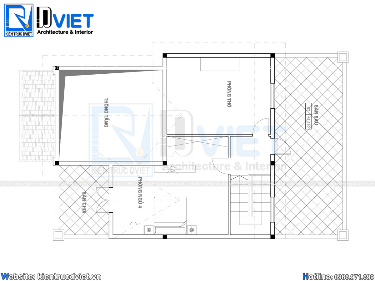 thiết kế nhà cấp 4 mái thái 1 tầng có tầng lửng (biệt thự 1 tầng) 10x15m tại Phú Thọ (7)