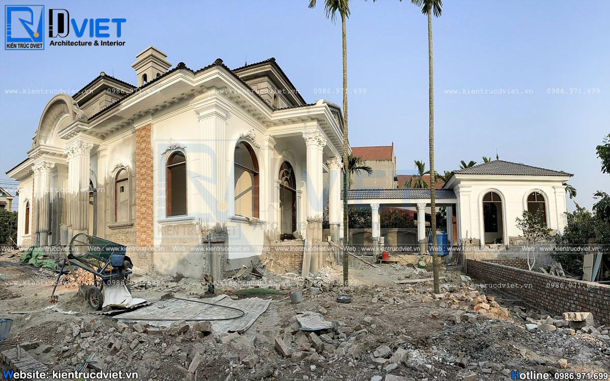 mẫu thiết kế biệt thự tân cổ điển 1 tầng mái nhật diện tích 12,8m đẹp hoàn hảo nhất tại khoái Châu – Hưng Yên (6)