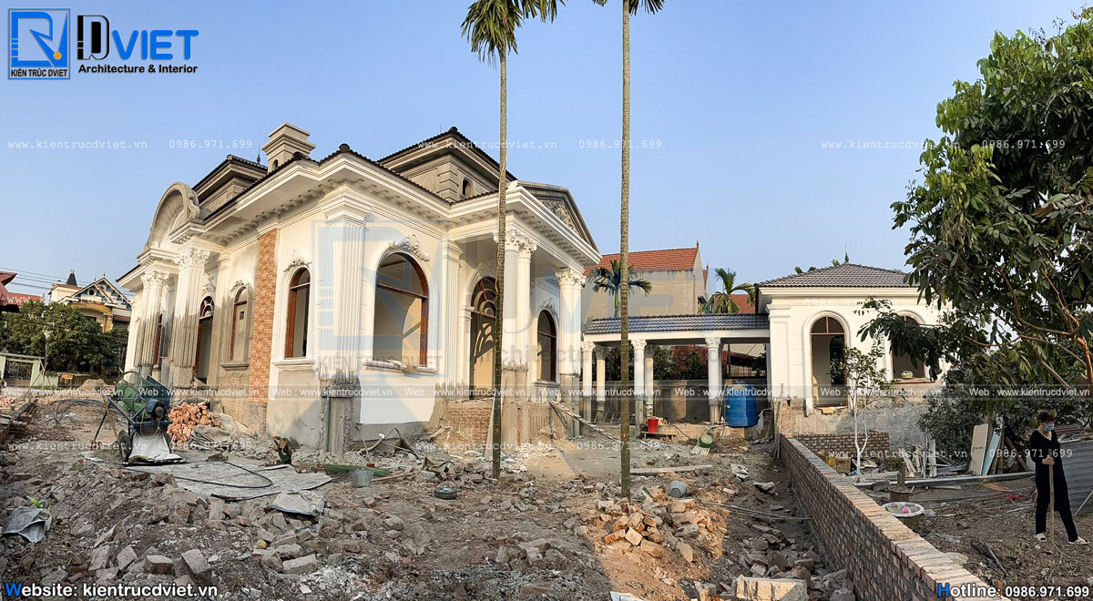 mẫu thiết kế biệt thự tân cổ điển 1 tầng mái nhật diện tích 12,8m đẹp hoàn hảo nhất tại khoái Châu – Hưng Yên (8)