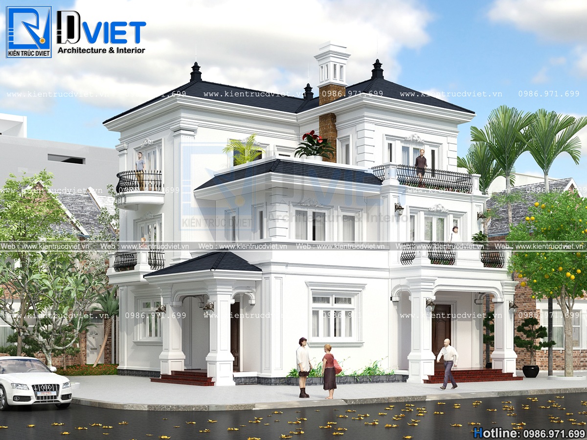 Mẫu biệt thự 3 tầng tân cổ điển đẹp kiểu pháp sang trọng cho 2023 | Nội  thất Âu Việt FS