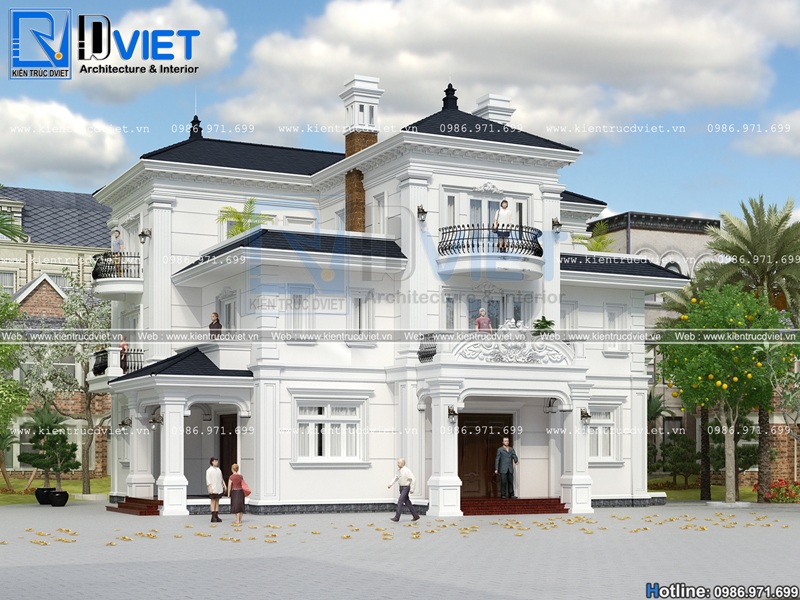 Mẫu thiết kế biệt thự tân cổ điển Pháp 3 tầng 15x10m tại Hải Phòng
