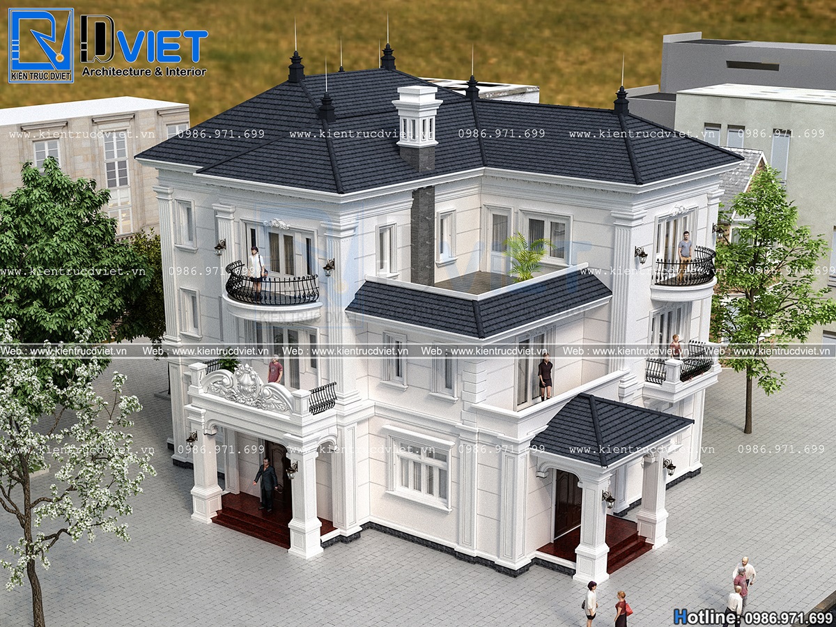 thiết kế biệt thự tân cổ điển 3 tầng 8x15m tại Ninh Bình (3)