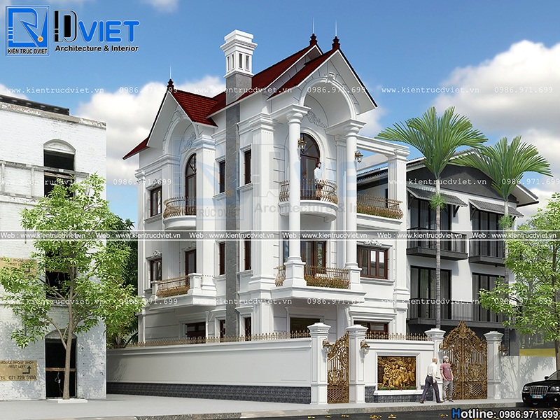 Mẫu thiết kế biệt thự tân cổ điển Pháp 3 tầng 7,5x14m đẹp tại Hà Nội