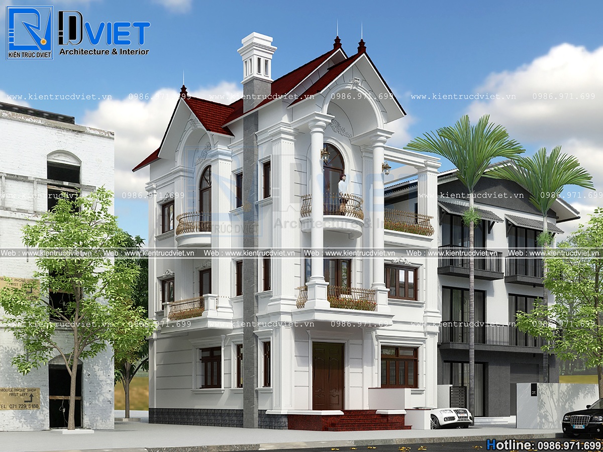 thiet ke biet thu tan co dien Phap 3 tang 7,5x14m tai Linh Dam - Ha Noi (2)