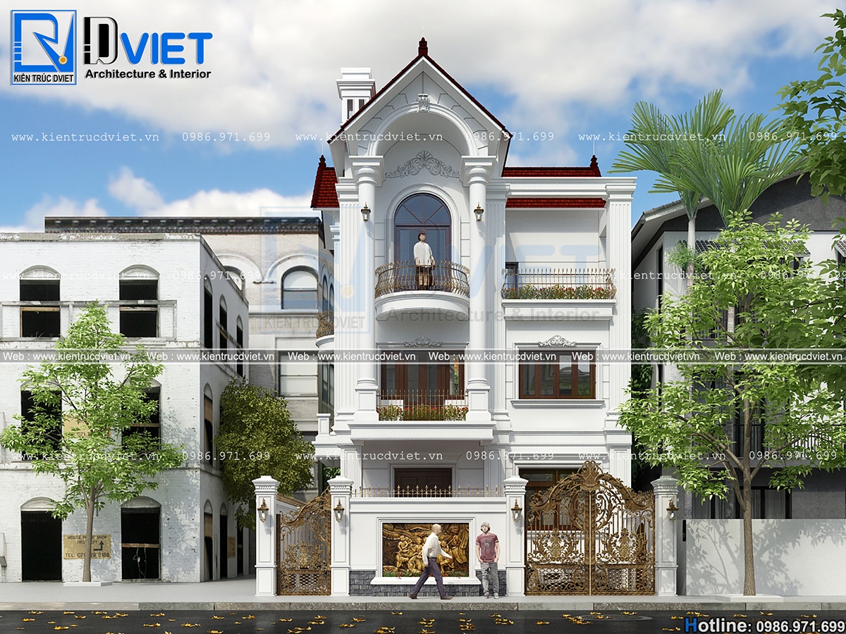 thiet ke biet thu tan co dien Phap 3 tang 7,5x14m tai Linh Dam - Ha Noi (3)