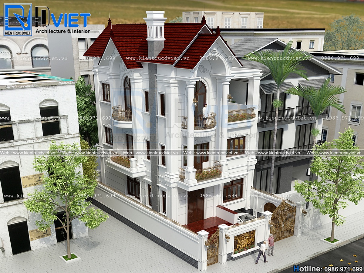 thiet ke biet thu tan co dien Phap 3 tang 7,5x14m tai Linh Dam - Ha Noi (4)