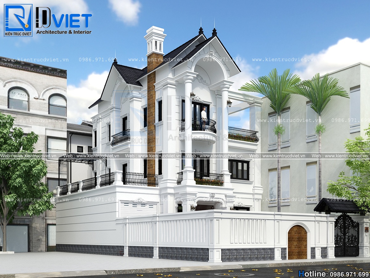 thiet ke biet thu tan co dien Phap 3 tang 8x12,5m tai Thanh Oai (1)