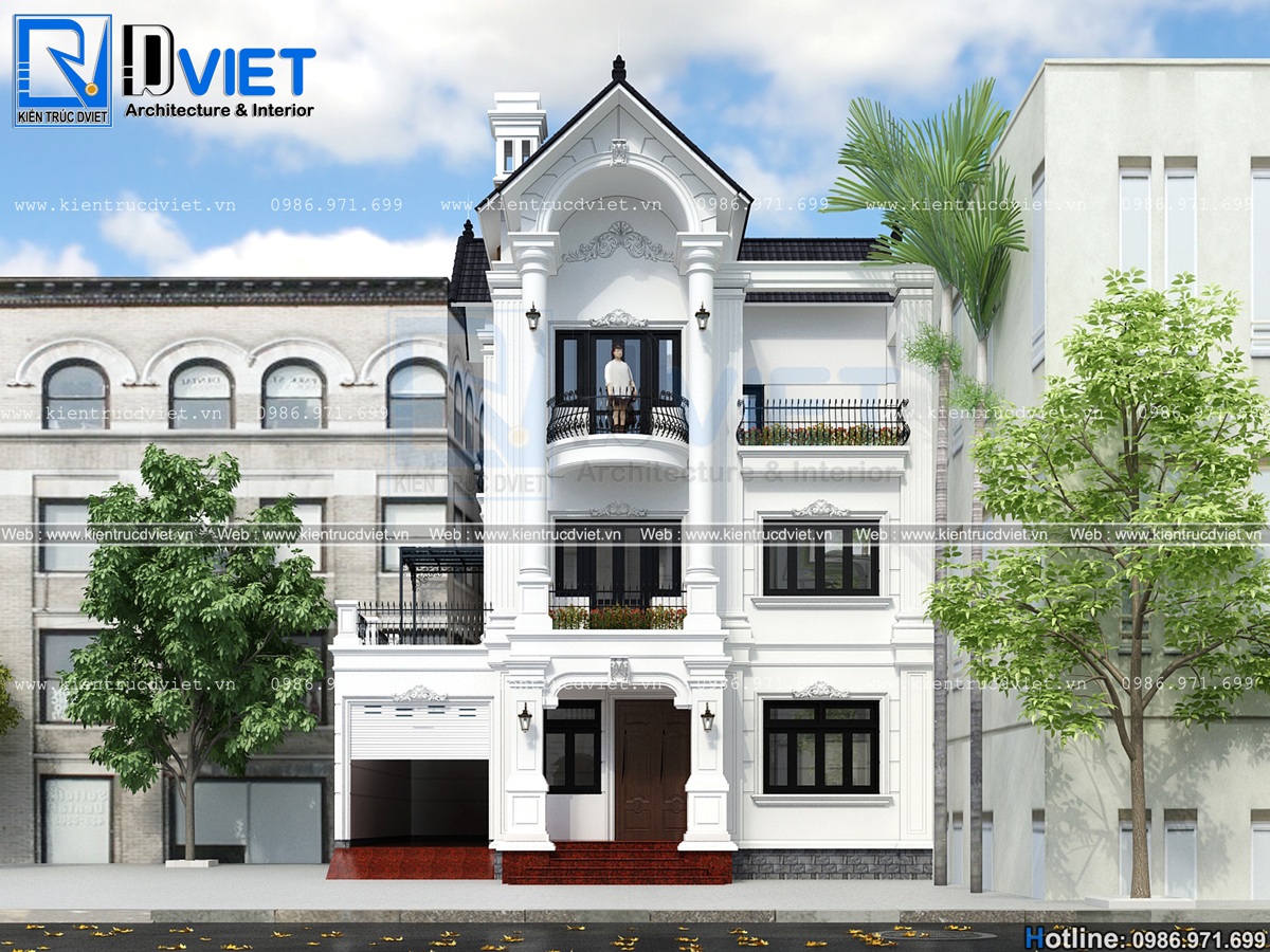 thiet ke biet thu tan co dien Phap 3 tang 8x12,5m tai Thanh Oai (3)