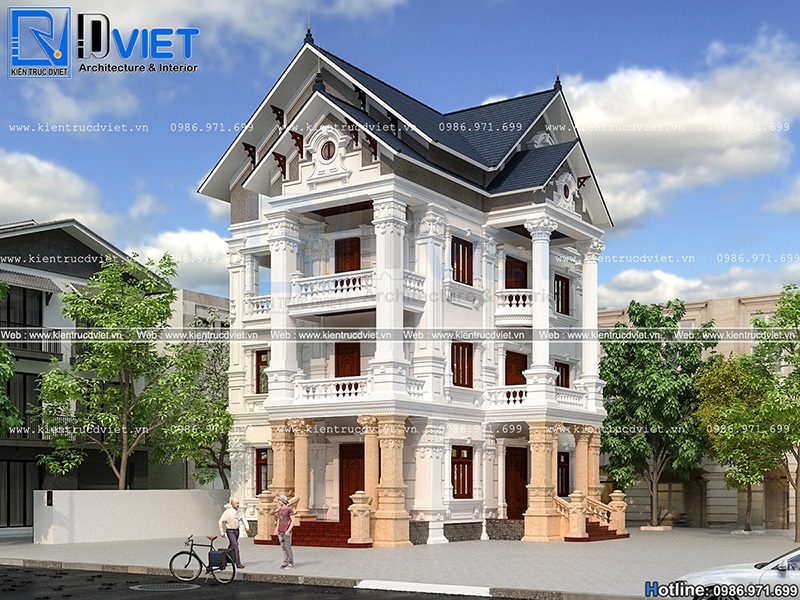 Mẫu thiết kế biệt thự tân cổ điển Pháp 3 tầng 8x12m tại Ninh Bình