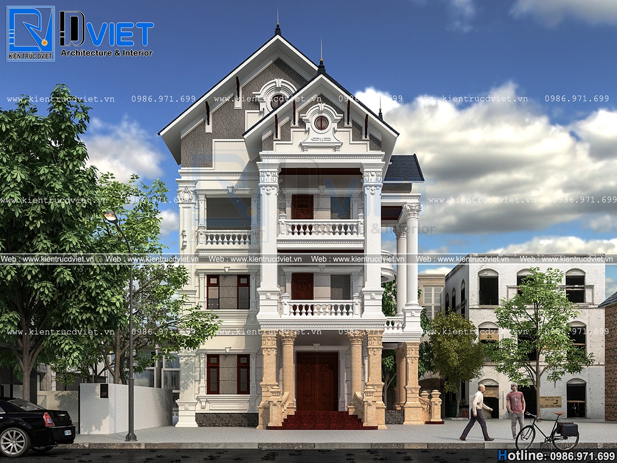 thiet ke biet thu tan co dien Phap 3 tang 8x12m tai Ninh Binh (2)