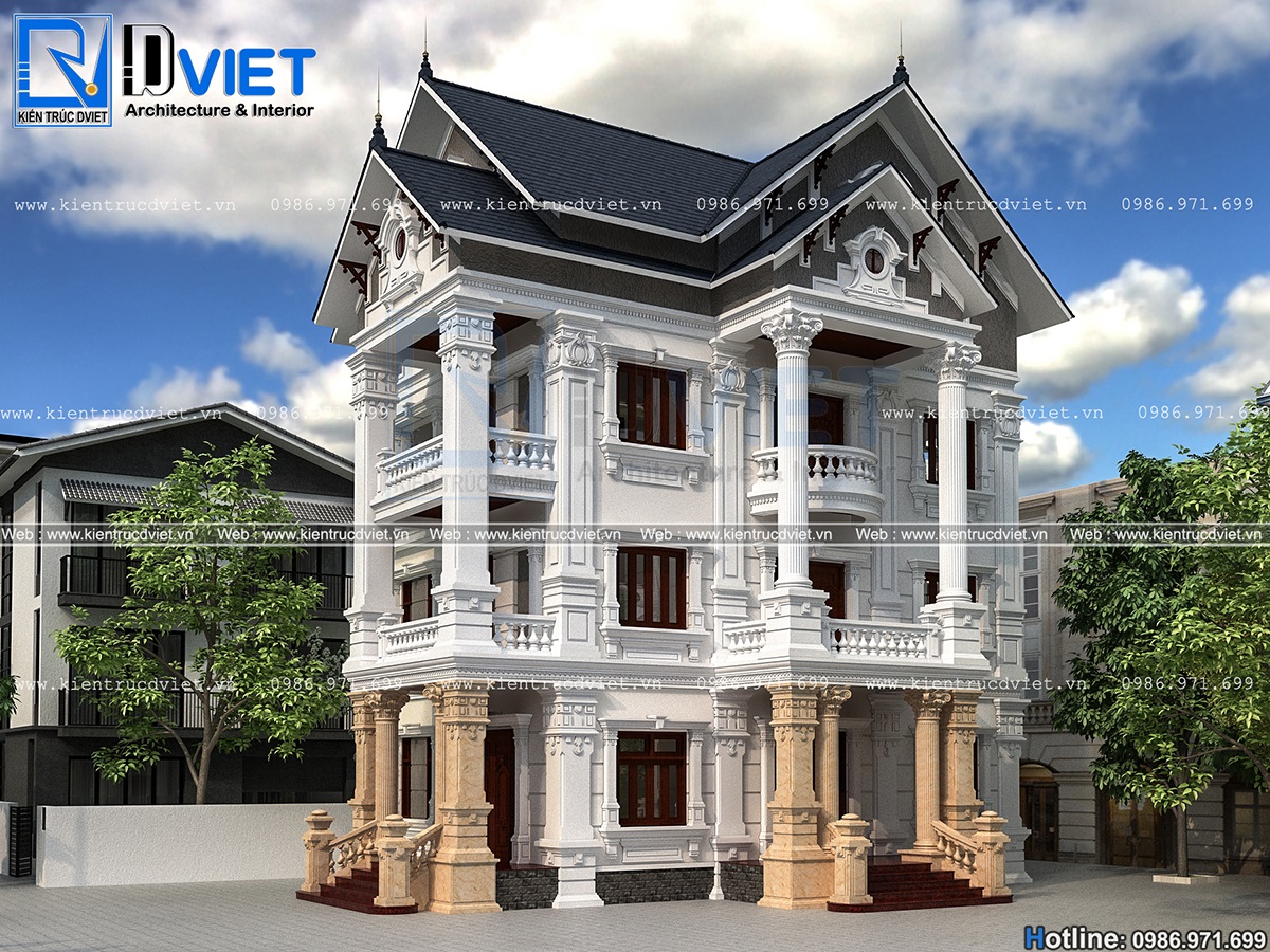 thiet ke biet thu tan co dien Phap 3 tang 8x12m tai Ninh Binh (3)