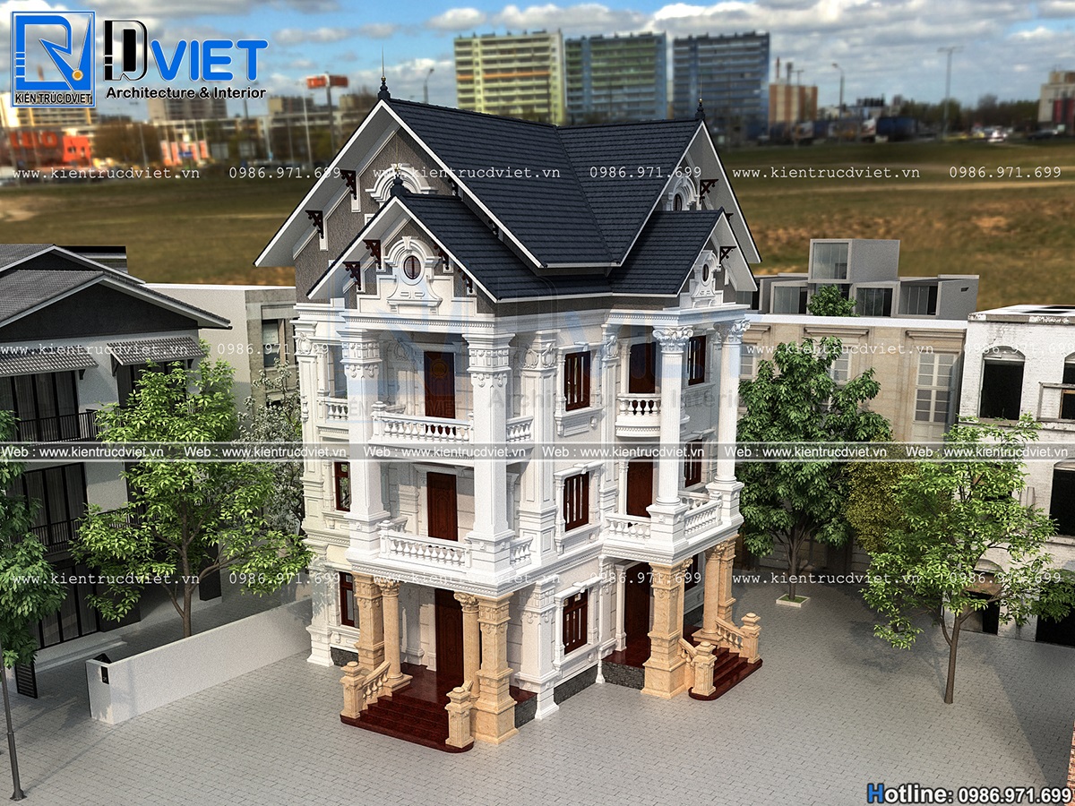 thiet ke biet thu tan co dien Phap 3 tang 8x12m tai Ninh Binh (4)